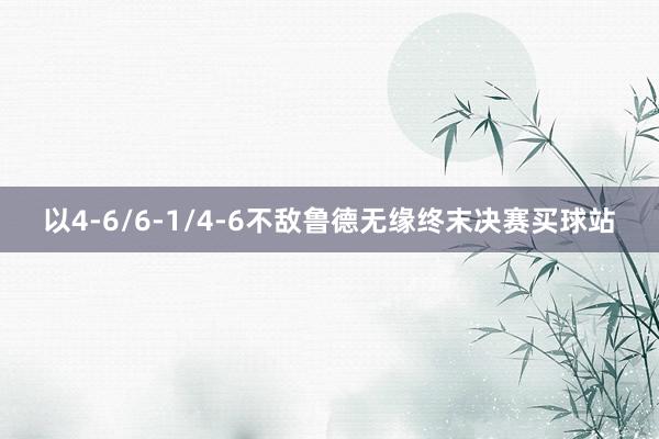 以4-6/6-1/4-6不敌鲁德无缘终末决赛买球站