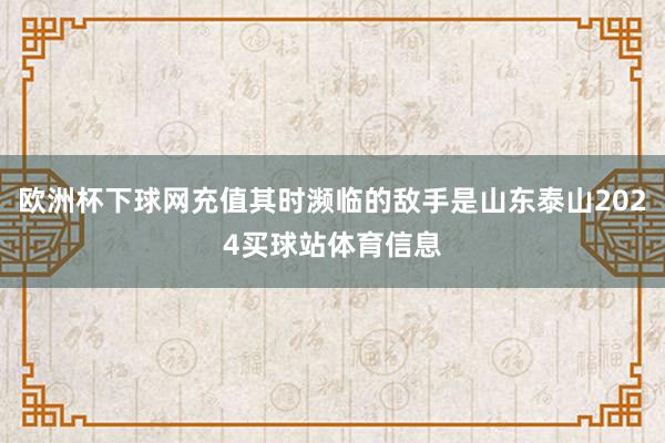 欧洲杯下球网充值其时濒临的敌手是山东泰山2024买球站体育信息