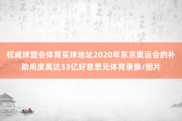 权威球盟会体育买球地址2020年东京奥运会的补助用度高达33亿好意思元体育录像/图片