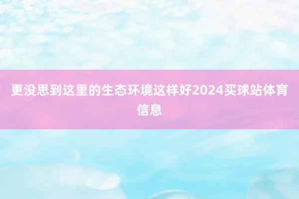 更没思到这里的生态环境这样好2024买球站体育信息