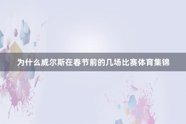 为什么威尔斯在春节前的几场比赛体育集锦